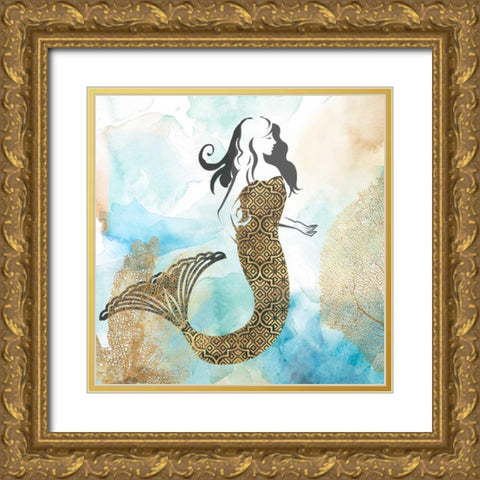 Mermaid I Gold Ornate Wood Framed Art Print with Double Matting by PI Galerie