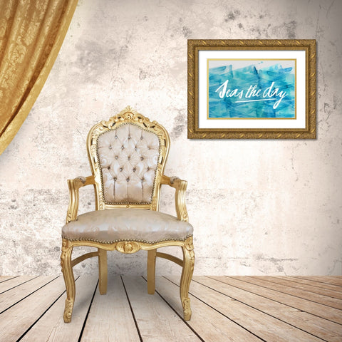 Seas Gold Ornate Wood Framed Art Print with Double Matting by PI Galerie