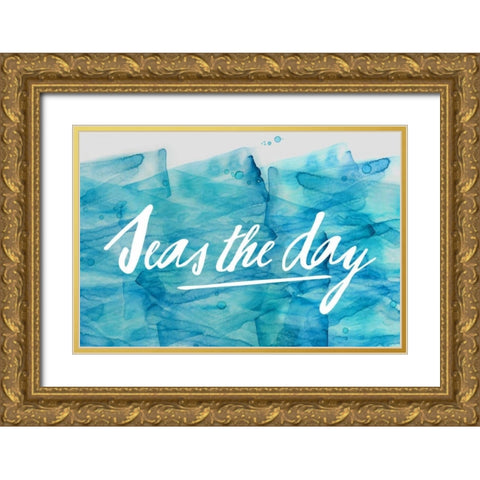 Seas Gold Ornate Wood Framed Art Print with Double Matting by PI Galerie