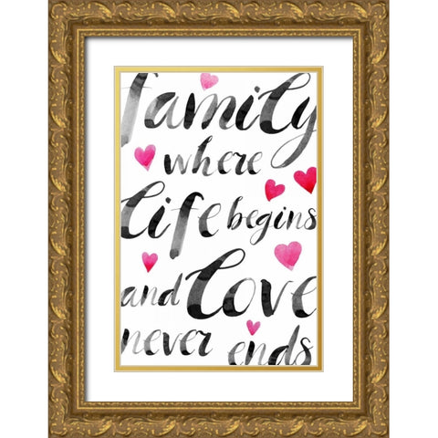 Family Love II Gold Ornate Wood Framed Art Print with Double Matting by PI Galerie