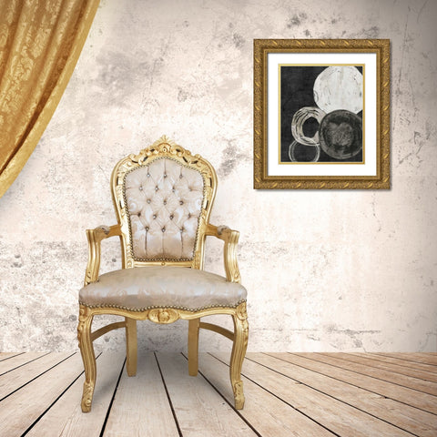 Black Rings Gold Ornate Wood Framed Art Print with Double Matting by PI Galerie