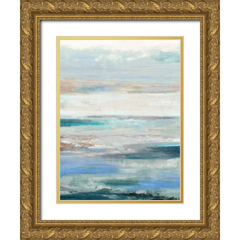 Waves Gold Ornate Wood Framed Art Print with Double Matting by PI Galerie