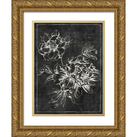 Black Botanical I Gold Ornate Wood Framed Art Print with Double Matting by PI Galerie