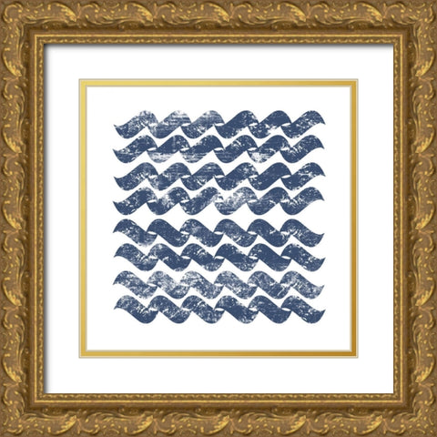 Chevron Waves Gold Ornate Wood Framed Art Print with Double Matting by PI Studio