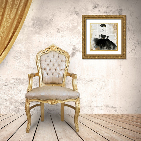 Lady in Black I Gold Ornate Wood Framed Art Print with Double Matting by PI Studio