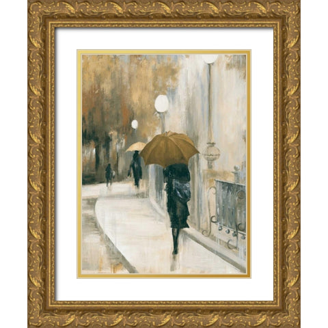 Morning Avenue II Gold Ornate Wood Framed Art Print with Double Matting by PI Studio