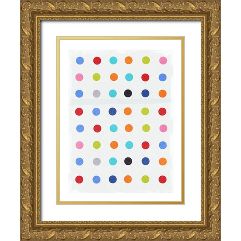 Rainbow Buttons Gold Ornate Wood Framed Art Print with Double Matting by PI Studio