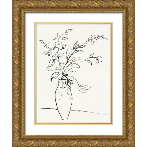 Snow Flowers I Gold Ornate Wood Framed Art Print with Double Matting by PI Studio