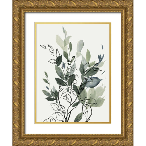 A Cluster Of Leaves For You Gold Ornate Wood Framed Art Print with Double Matting by PI Studio