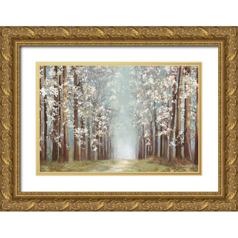 Apple Orchard Gold Ornate Wood Framed Art Print with Double Matting by PI Studio