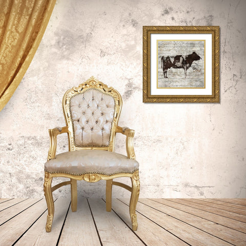 Cow Gold Ornate Wood Framed Art Print with Double Matting by PI Studio