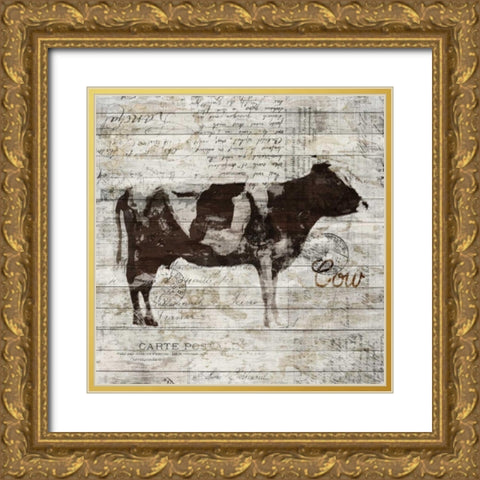 Cow Gold Ornate Wood Framed Art Print with Double Matting by PI Studio