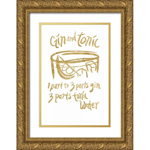Gin and Tonic gold Gold Ornate Wood Framed Art Print with Double Matting by PI Studio