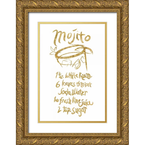 Mojito Gold Gold Ornate Wood Framed Art Print with Double Matting by PI Studio