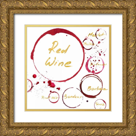 Red Wine Gold Gold Ornate Wood Framed Art Print with Double Matting by PI Studio