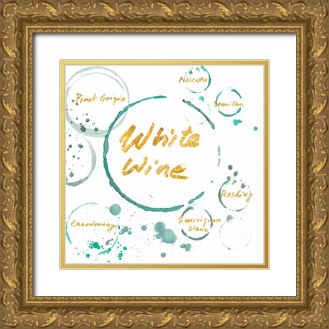 White Wine Gold Gold Ornate Wood Framed Art Print with Double Matting by PI Studio