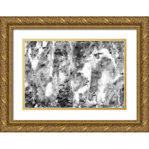 Black and White Abstract III Gold Ornate Wood Framed Art Print with Double Matting by PI Studio