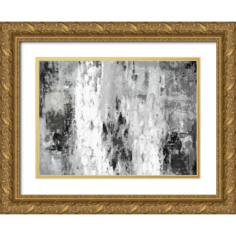 Black and White Abstract IV Gold Ornate Wood Framed Art Print with Double Matting by PI Studio