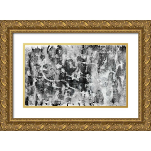 Black and White Abstract VI Gold Ornate Wood Framed Art Print with Double Matting by PI Studio