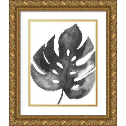 BW Palm II Gold Ornate Wood Framed Art Print with Double Matting by PI Studio
