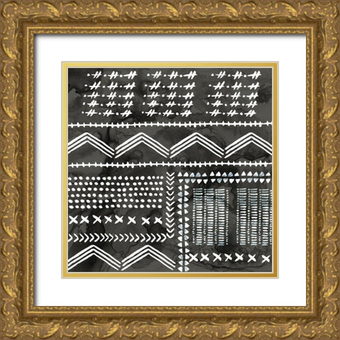 African III Black Version Gold Ornate Wood Framed Art Print with Double Matting by PI Studio