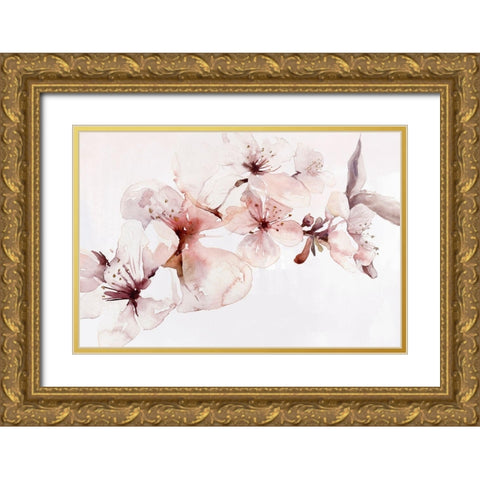 Watercolor Blossoms I Gold Ornate Wood Framed Art Print with Double Matting by PI Studio