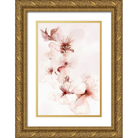 Watercolor Blossoms II Gold Ornate Wood Framed Art Print with Double Matting by PI Studio
