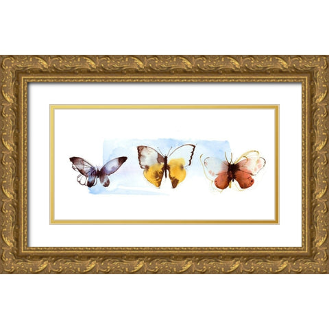 Butterfly Fly Away II  Gold Ornate Wood Framed Art Print with Double Matting by PI Studio