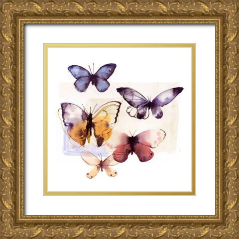 Butterfly Fly Away III  Gold Ornate Wood Framed Art Print with Double Matting by PI Studio