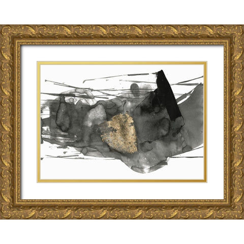 Black Gesture I Gold Ornate Wood Framed Art Print with Double Matting by PI Studio