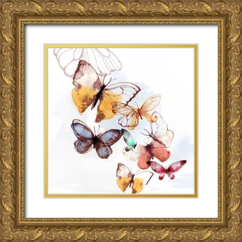 Butterfly Fly Away I  Gold Ornate Wood Framed Art Print with Double Matting by PI Studio