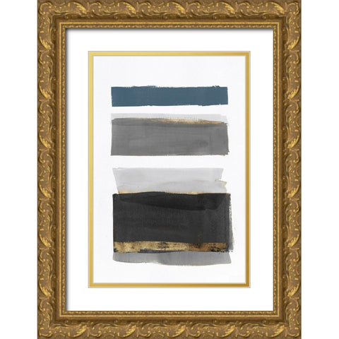 Stacked Stripes II Gold Ornate Wood Framed Art Print with Double Matting by PI Studio