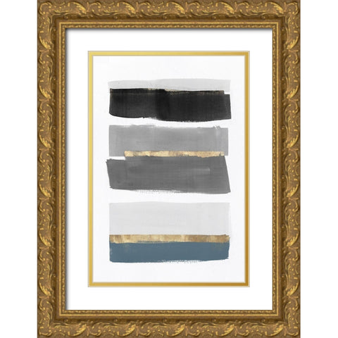 Stacked Stripes III Gold Ornate Wood Framed Art Print with Double Matting by PI Studio