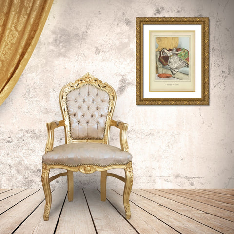 Vintage Woman B Gold Ornate Wood Framed Art Print with Double Matting by PI Collection