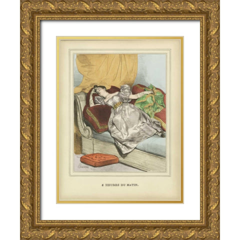 Vintage Woman B Gold Ornate Wood Framed Art Print with Double Matting by PI Collection