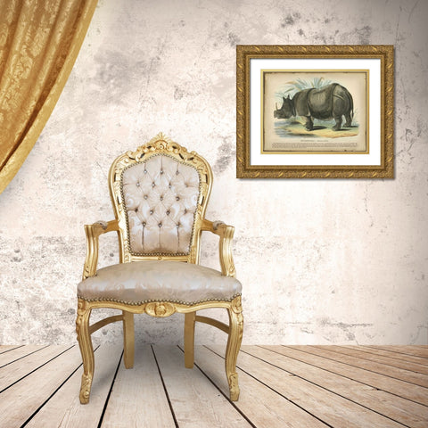 Rhino Gold Ornate Wood Framed Art Print with Double Matting by PI Collection