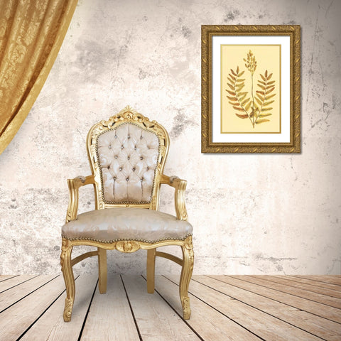 Flowering Fern Gold Ornate Wood Framed Art Print with Double Matting by PI Collection