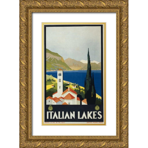 Italian Lakes Gold Ornate Wood Framed Art Print with Double Matting by PI Collection
