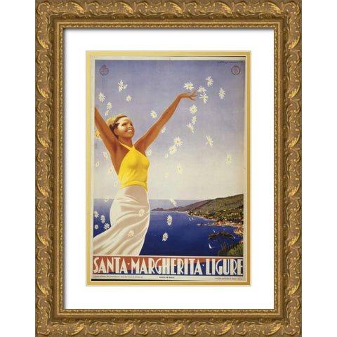 Santa Margherita Gold Ornate Wood Framed Art Print with Double Matting by PI Collection