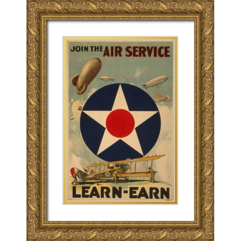 Air Service Gold Ornate Wood Framed Art Print with Double Matting by PI Collection