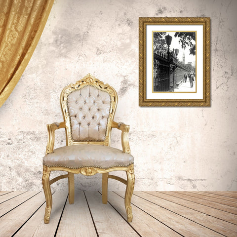 Walking Gold Ornate Wood Framed Art Print with Double Matting by PI Collection