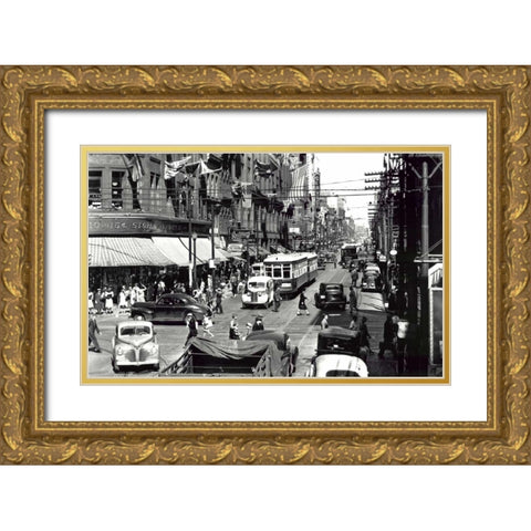 Yonge St Gold Ornate Wood Framed Art Print with Double Matting by PI Collection