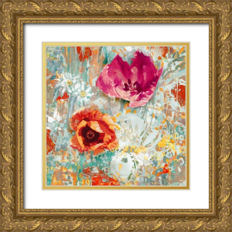 Flower Gathering I Gold Ornate Wood Framed Art Print with Double Matting by Kelly, Rea