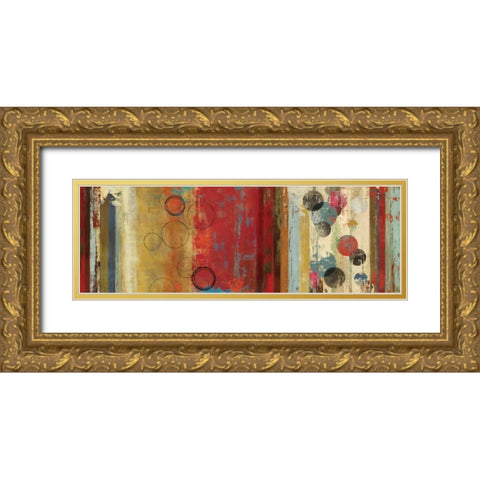 Field of Red Abstract  Gold Ornate Wood Framed Art Print with Double Matting by Reeves, Tom