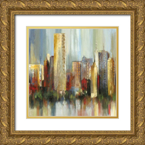 Metropolis I - Mini Gold Ornate Wood Framed Art Print with Double Matting by Reeves, Tom