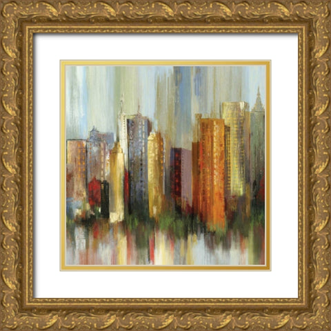 Metropolis II - Mini Gold Ornate Wood Framed Art Print with Double Matting by Reeves, Tom