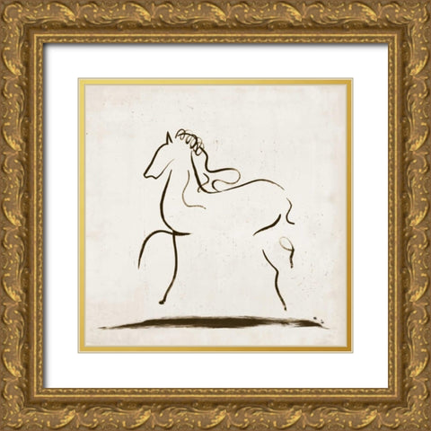 Horse I Gold Ornate Wood Framed Art Print with Double Matting by Reeves, Tom