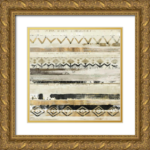 African Patchwork II Gold Ornate Wood Framed Art Print with Double Matting by Reeves, Tom