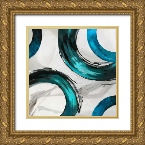 Teal Ring II Gold Ornate Wood Framed Art Print with Double Matting by Reeves, Tom