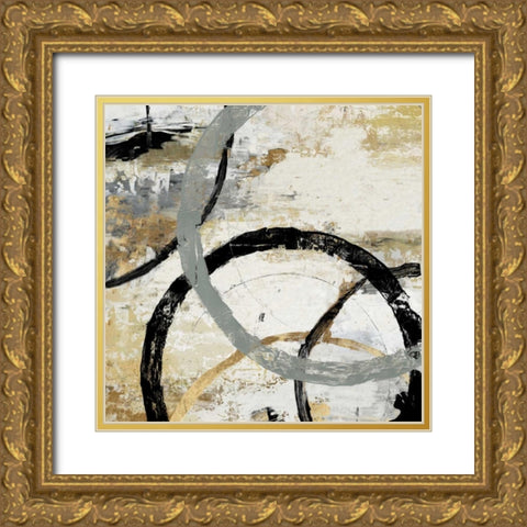 Gold and Black Rings II Gold Ornate Wood Framed Art Print with Double Matting by Reeves, Tom